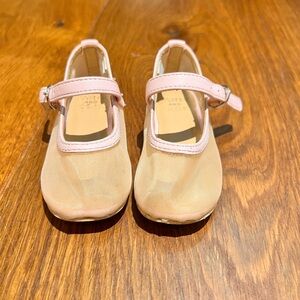 Janie and Jack Blush and Beige Mary Jane Shoes